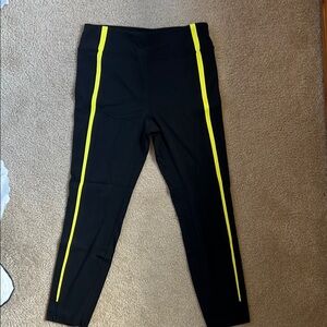 Woman’s Black Zyia Leggings with Yellow Stripes